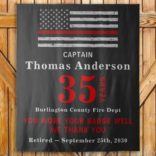 Firefighter Retirement Thin Red Line Flag Party Tapestry