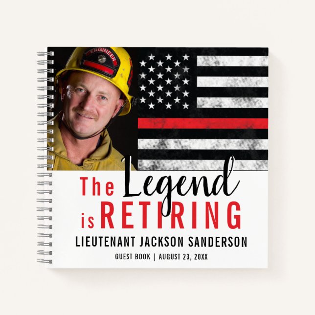 Firefighter Retirement Thin Red Line Guest Book (Front)