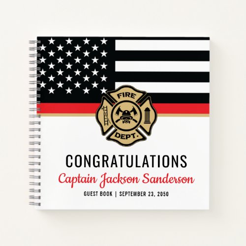Firefighter Retirement Thin Red Line Guest Book