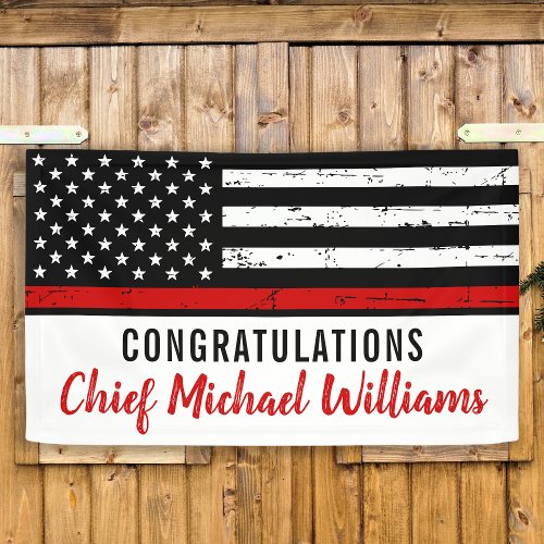 Firefighter Retirement Thin Red Line Party  Banner