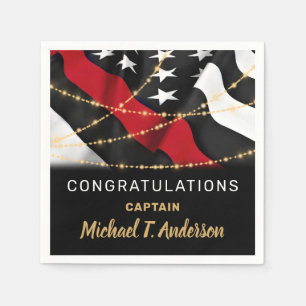 Firefighter Retirement Thin Red Line Party Napkins