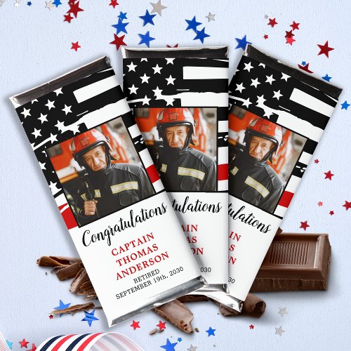 Firefighter Retirement Thin Red Line Personalized Hershey Bar Favors