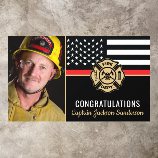 Firefighter Retirement Thin Red Line Photo Party Floor Decals (Insitu)