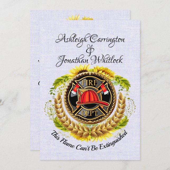 Firefighter Revised Wedding Invitation (Front/Back)