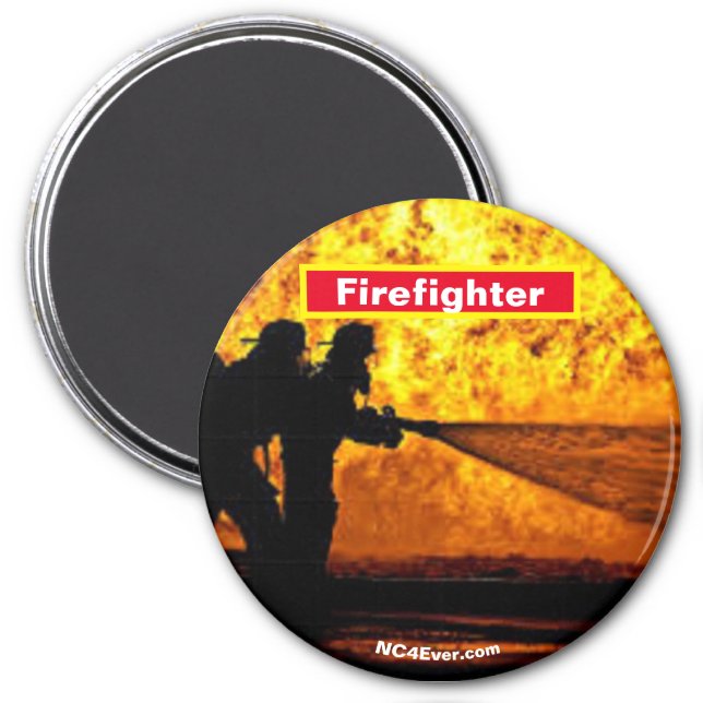 Firefighter Round Fridge Magnet (Front)