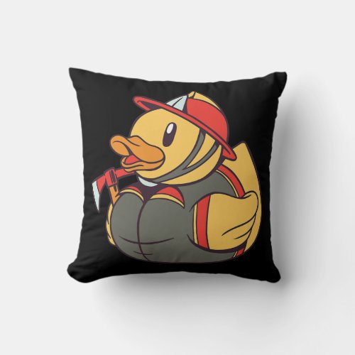 Firefighter Rubber Duck Ducky Duckie Lover Cute Throw Pillow