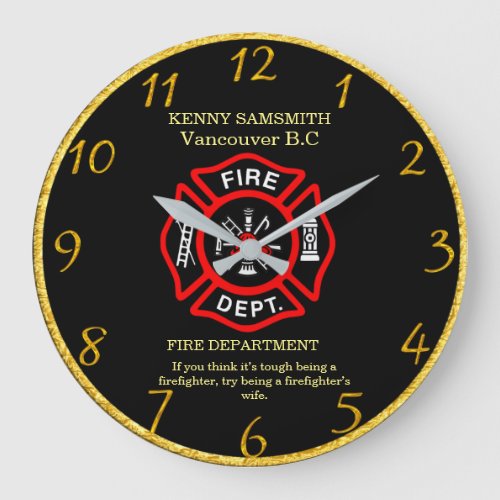 firefighters wife large clock