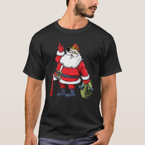 Firefighter Santa Christmas Gift for Police T_Shirt