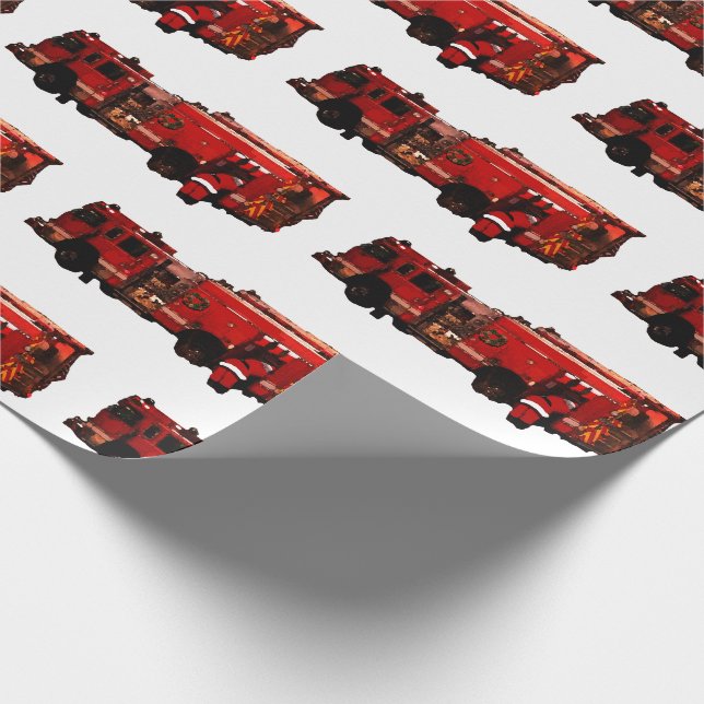 Firefighter Santa Christmas Wrapping Paper (Corner)