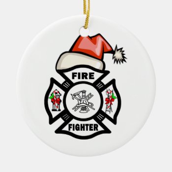 Firefighter Santa Claus Ceramic Ornament by bonfirefirefighters at Zazzle