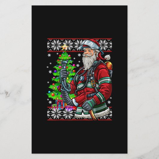 Firefighter Santa Claus Fireman Costume Ugly (Front)