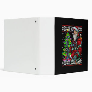 Firefighter Santa Claus Fireman Costume Ugly 3 Ring Binder