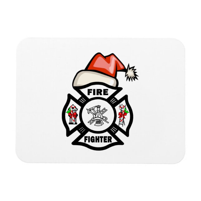 Firefighter Santa Claus Magnet (Horizontal)