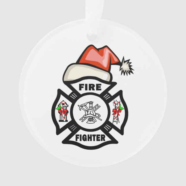 Firefighter Santa Claus Ornament (Front)