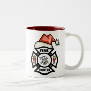 Firefighter Santa Claus Two-Tone Coffee Mug