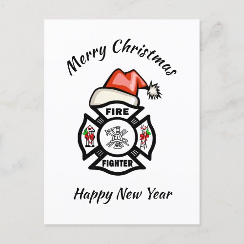 Firefighter Santa Fire Dept Holiday Card