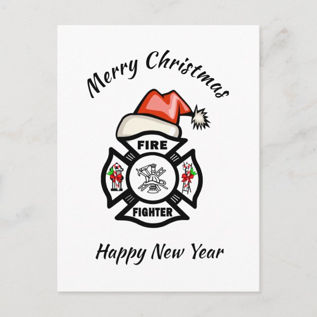 Firefighter Santa Fire Dept Holiday Card (Front)