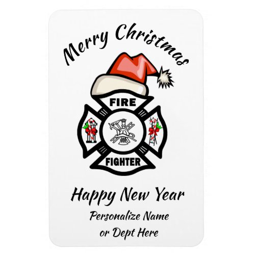 Firefighter Santa Fire Dept Holiday Card Magnet