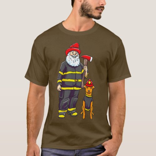 Firefighter Santa Fireman Merry Christmas T_Shirt