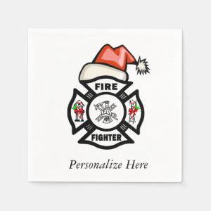 Firefighter Santa Paper Napkin
