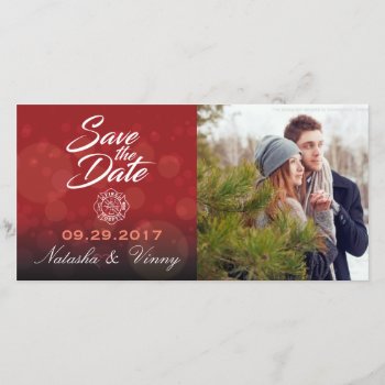 Firefighter Save The Date 8"x4" Photocard by TheFireStation at Zazzle