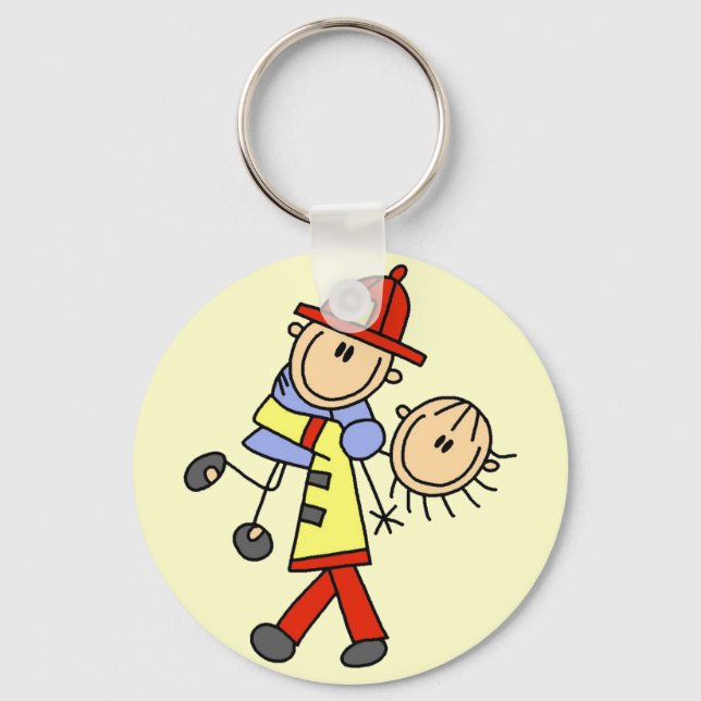 Firefighter Saving Lives T-shirts and Gifts Keychain (Front)