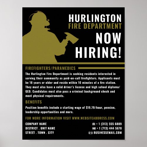 Firefighter Silhouette Firefighter Recruitment Poster