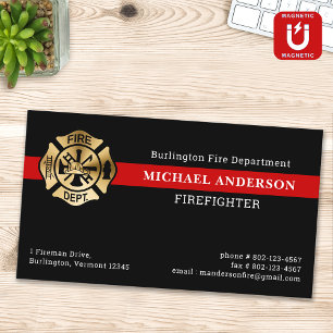 Firefighter Simple Custom Fire Department Logo Business Card Magnet