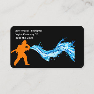 Firefighter Simple Firehose Fire Business Card