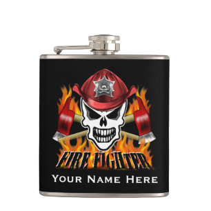 Firefighter Skull 2 and Flaming Axes Flask