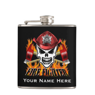Firefighter Skull 2 and Flaming Axes Flask