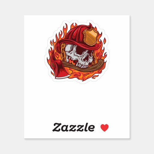 Firefighter Skull and Flames Sticker