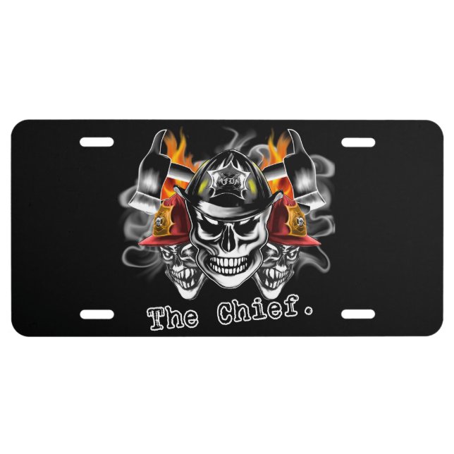 Firefighter Skull License Plate: The Chief Plate (Front)