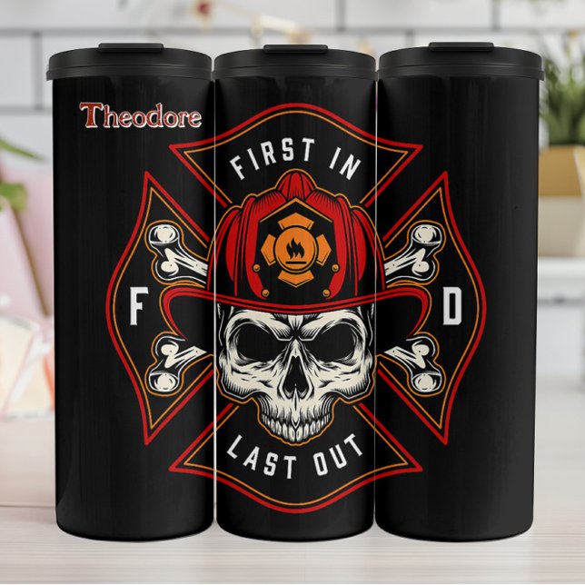 Firefighter Skull Maltese Cross Thermal Tumbler (Creator Uploaded)