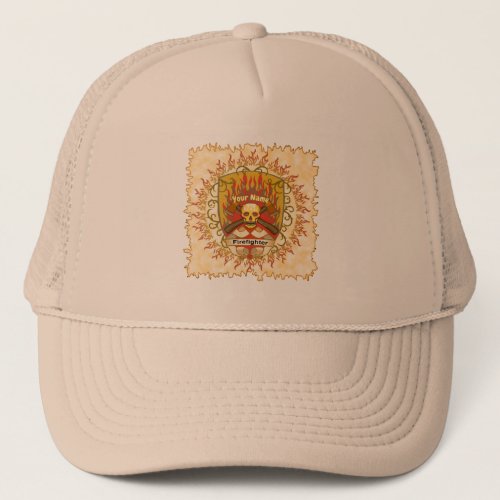 Firefighter Skull Shield custom name hat