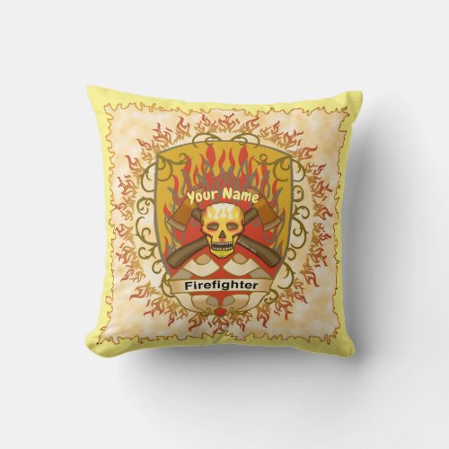 Firefighter Skull Shield custom name pillow