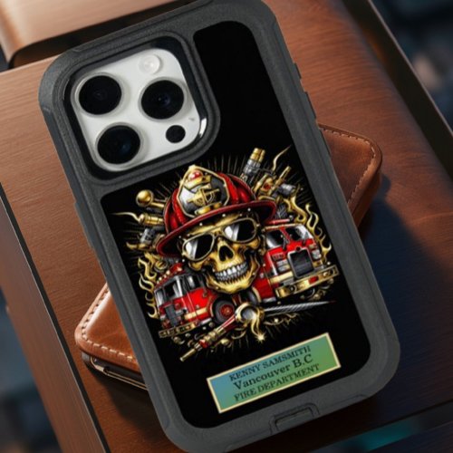 Firefighter Skull With Truck iPhone 15 Pro Case