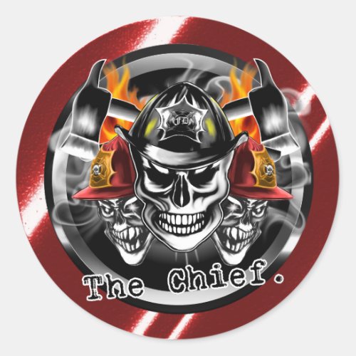 Firefighter Skulls The Chief Classic Round Sticker
