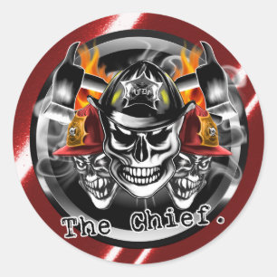 Firefighter Skulls: The Chief. Classic Round Sticker