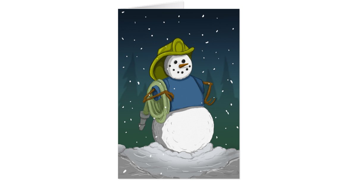 Firefighter Snowman Card | Zazzle.com