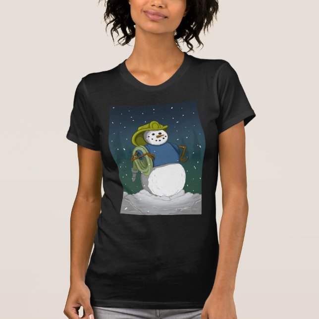 Firefighter Snowman T-Shirt (Front)