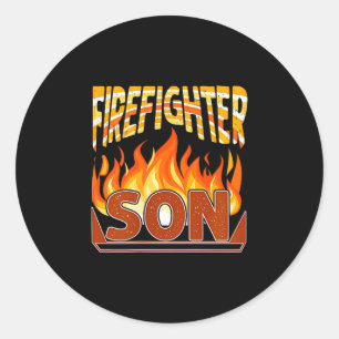 Firefighter Son Fireman Gift Proud Firefighter Quo Classic Round Sticker