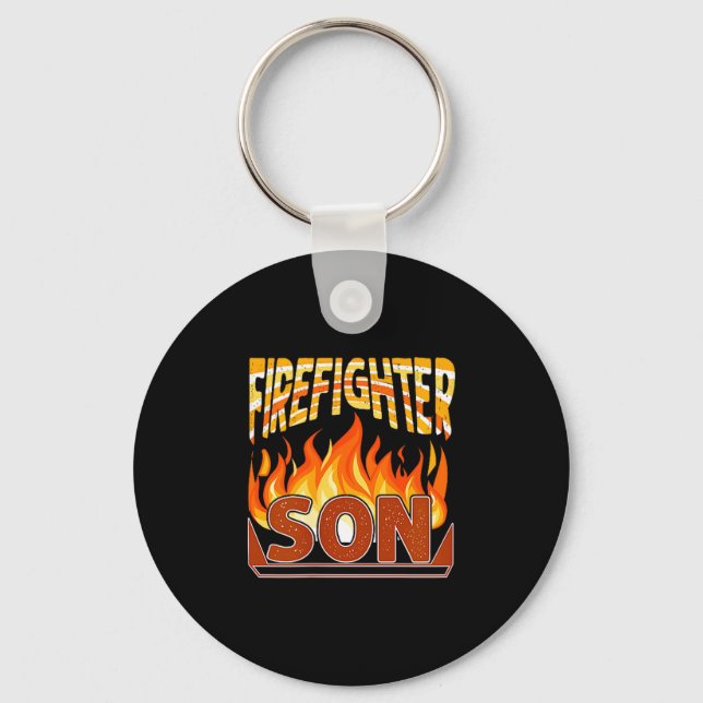 Firefighter Son Fireman Gift Proud Firefighter Quo Keychain (Front)