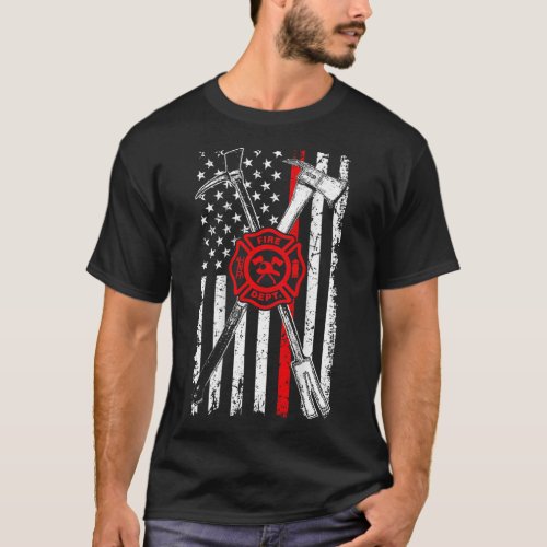 Firefighter Son Patriotic Gifts Axe Halligan Thin T_Shirt