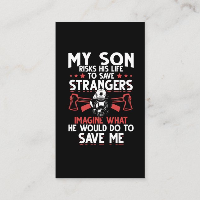 Firefighter Son Proud Mom Family Rescue Business Card (Front)