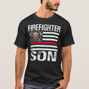 Firefighter SON Support The Thin Red Line US Flag T-Shirt