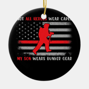 Firefighter Son Tee Proud Firefighter Dad Mom Ceramic Ornament