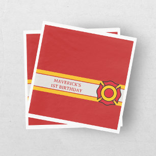 Firefighter Sound The Alarm 1st Birthday Napkins