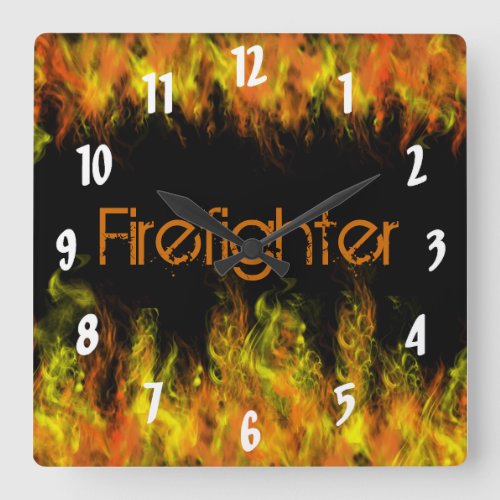 Firefighter Square Wall Clock