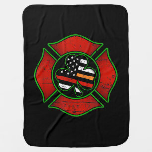Firefighter St Patricks Day Irish American Flag Baby Blanket